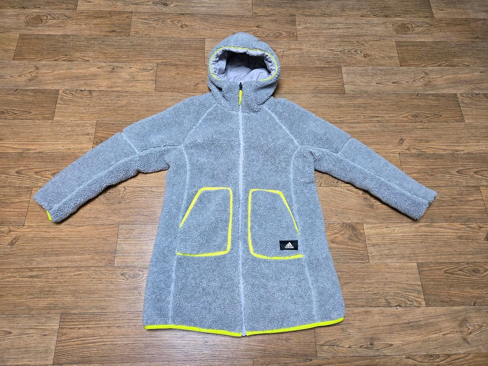 아디다스 여성 쉐르파 양면후드 롱코트 이미지