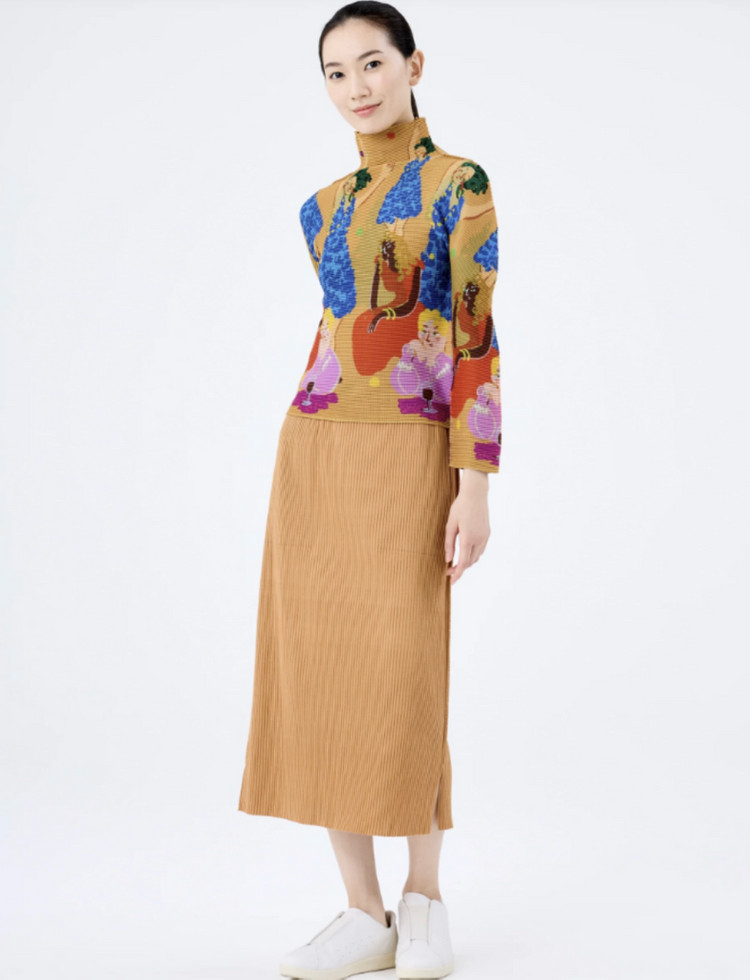 이세이미야케 me 믹스 파인 니트 플리츠 스커트--6