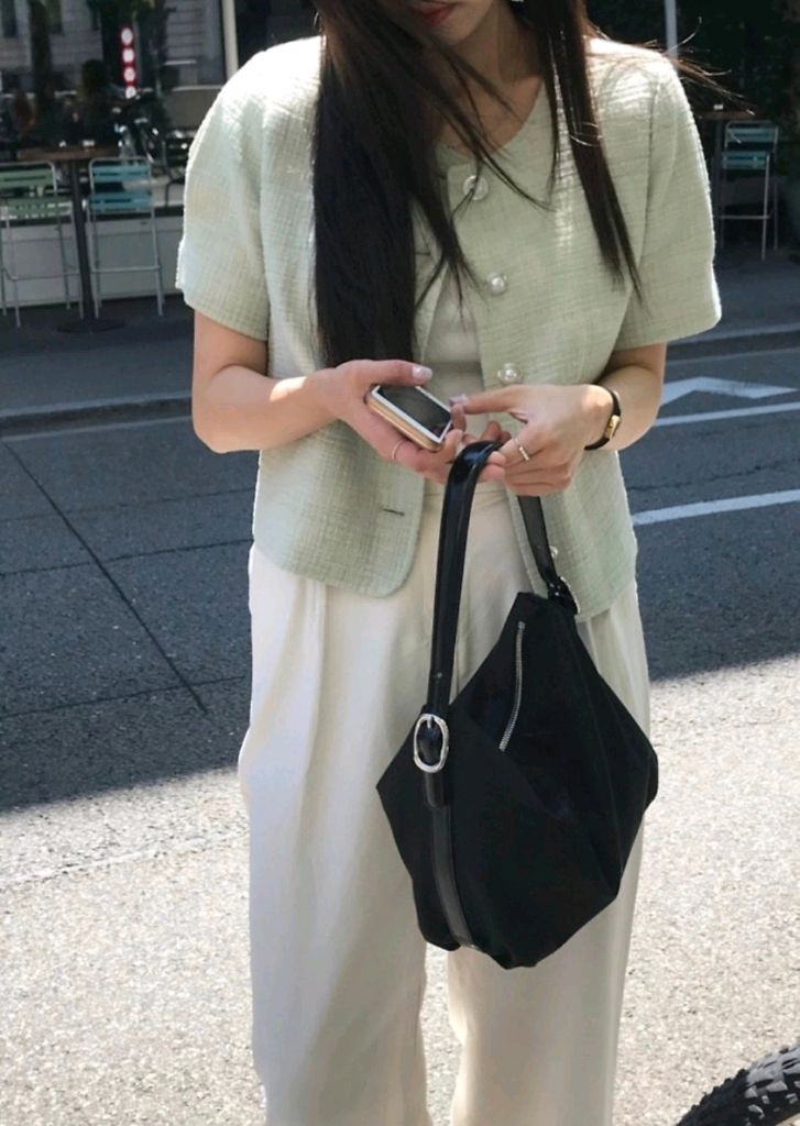 아카이브 제이투유 민트 트위드 반팔 자켓 / 코드유 타낫 레이지샵 더바넷 웨어웨더 르플레인 온트 시에 더위시 리즈--4