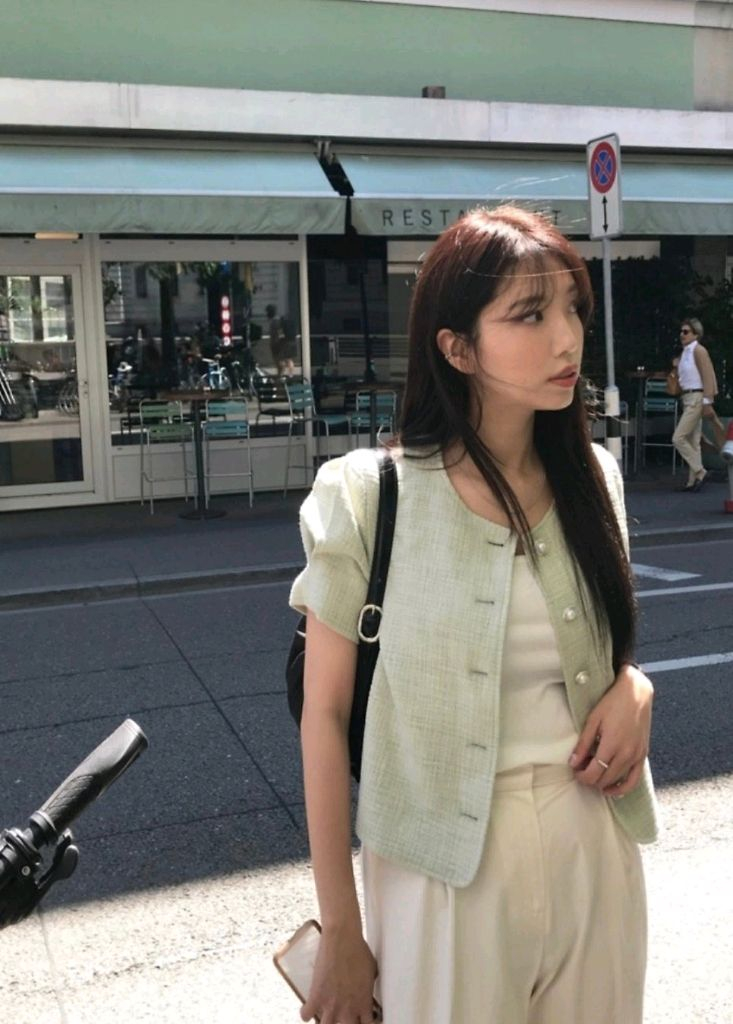 아카이브 제이투유 민트 트위드 반팔 자켓 / 코드유 타낫 레이지샵 더바넷 웨어웨더 르플레인 온트 시에 더위시 리즈--7