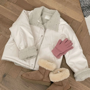 쇼퍼랜드 양털 레더 무스탕 자켓 하이넥 카라 / 메이비베이비 리얼코코 디어먼트 슬로우앤드 프렌치오브 예모마일 블랙업