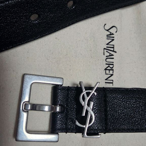 생로랑 레더 실버 모노그램 벨트 블랙