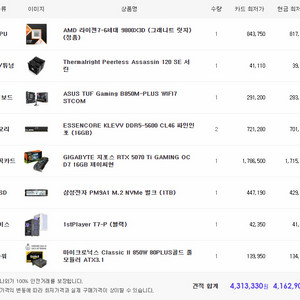 9800x3d+RTX5070TI +ddr5 32GB 게이밍컴퓨터 이미지