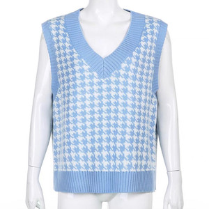 하운드 체크 조끼 베스트