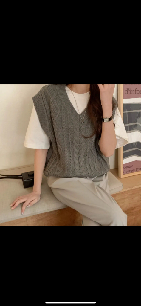 [F] 쇼퍼랜드 꽈배기 니트 조끼 아이보리--4