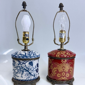 유럽 빈티지 도자기 스탠드 조명 2개 세트 무료배송 이미지