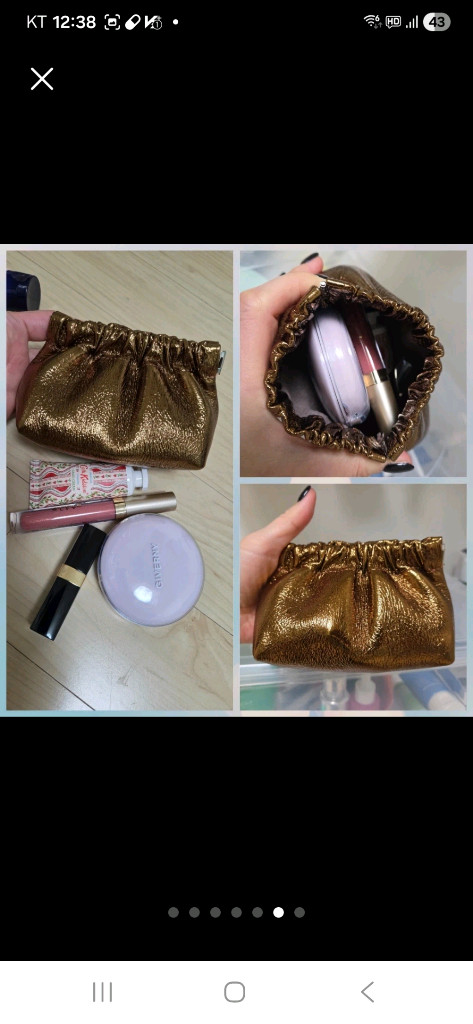 가죽 골드 미니파우치--5