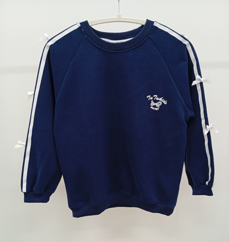 리본장식 아동용 프릴 맨투맨세트--1