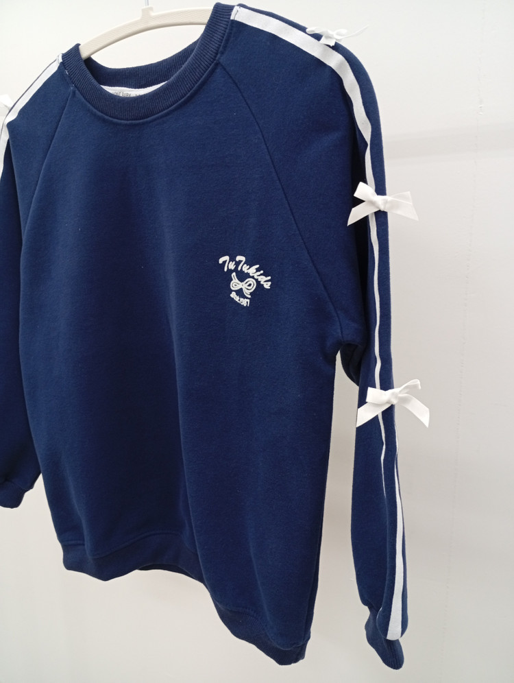 리본장식 아동용 프릴 맨투맨세트--3