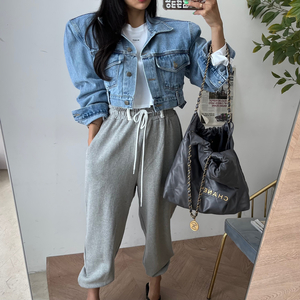 새상품 미켈 데님 크롭 청 자켓