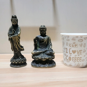 황동 불상 석가모니, 관세음보살 부처님 2점 일괄