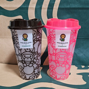 2종세트]스타벅스 베이프 베이비 마일로 리유저블컵 브라운&핑크 473ml 2종세트