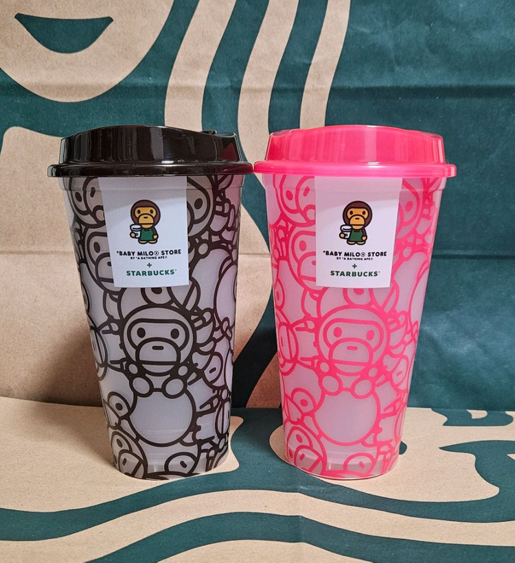 2종세트]스타벅스 베이프 베이비 마일로 리유저블컵 브라운&핑크 473ml 2종세트--6