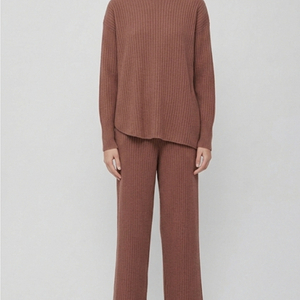 델라라나 DELLALANA 베이지 100% 캐시미어 니트 와이드 팬츠 프리 사이즈