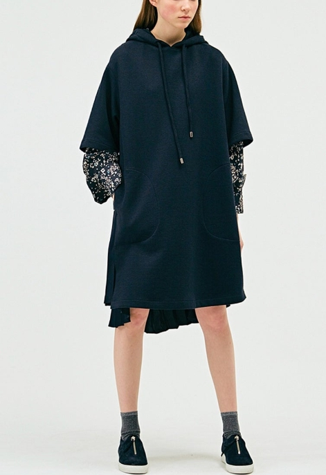 시스템 system 플리츠 디테일 후드 원피스 55~66 사이즈 이미지