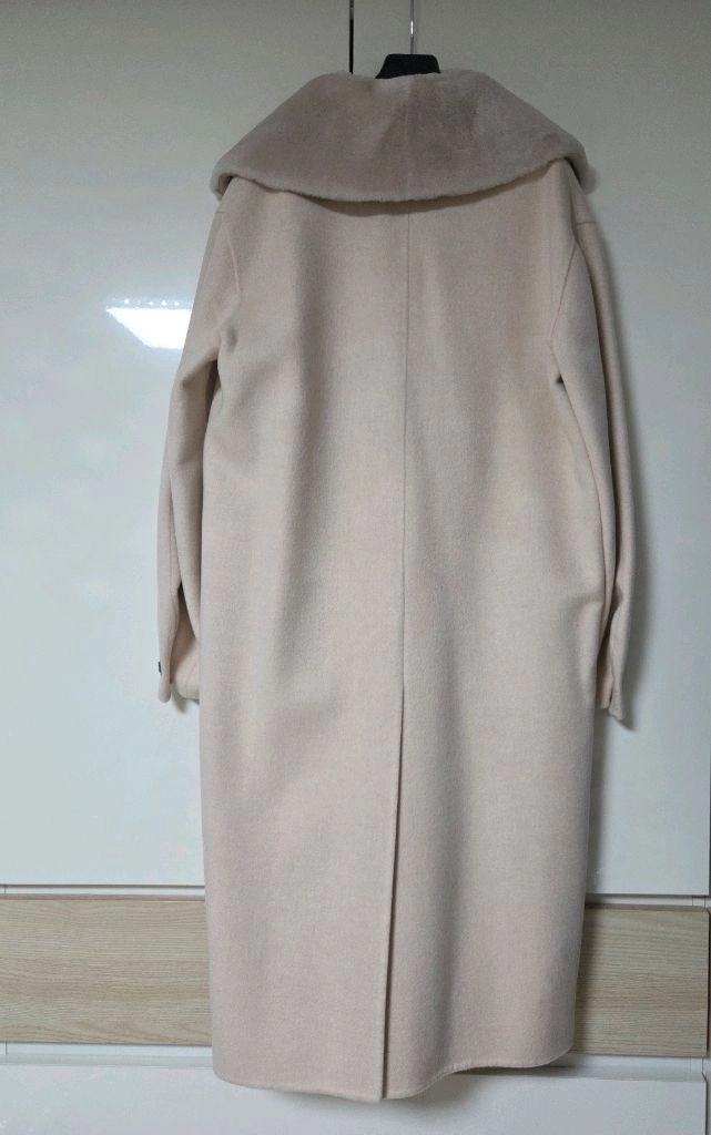 마인 캐시미어 블렌드 디테쳐블 퍼 칼라 코트 오트밀44 랑방 더캐시미어 타임 이미지