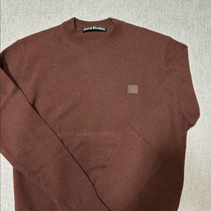 아크네 스튜디오 페이스 패치 브라운 울 니트 XXS