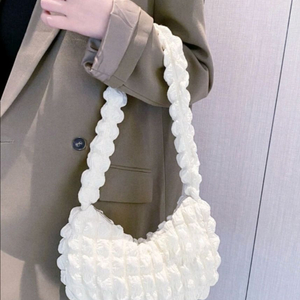 셔링 숄더백 화이트 꼬임 핸드백 (가방)