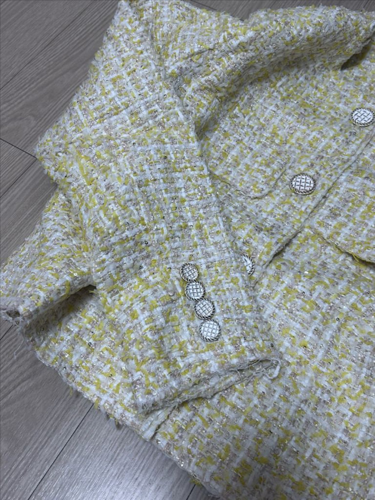 레몬색 트위드 자켓--4