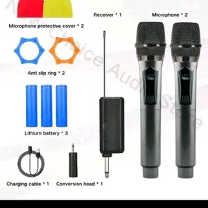 새상품/ C충전식 UHF방식 2채널 무선마이크 2개 강연 전문가 노래방 버스