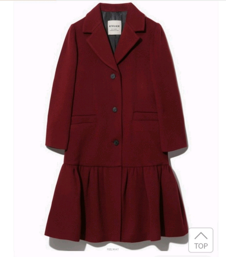 럭키슈에뜨 레터링 페플럼 롱코트 38사이즈--2