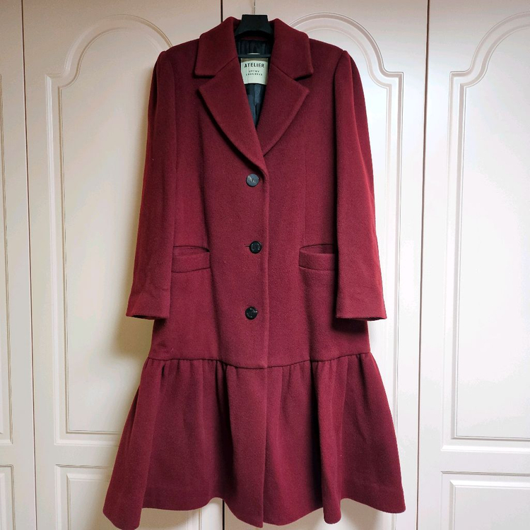 럭키슈에뜨 레터링 페플럼 롱코트 38사이즈--7