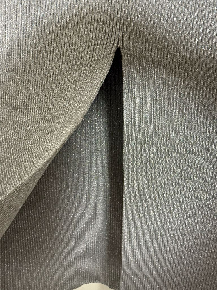 산드로(Sandro) 메탈릭 그레이 골지니트 스커트--3