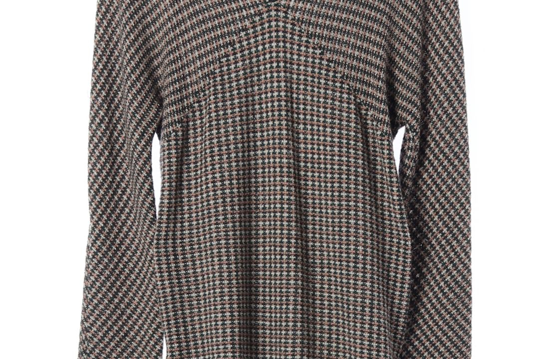 시스템 울76% 그린 체크 벨트 브이넥 니트원피스 S 이미지