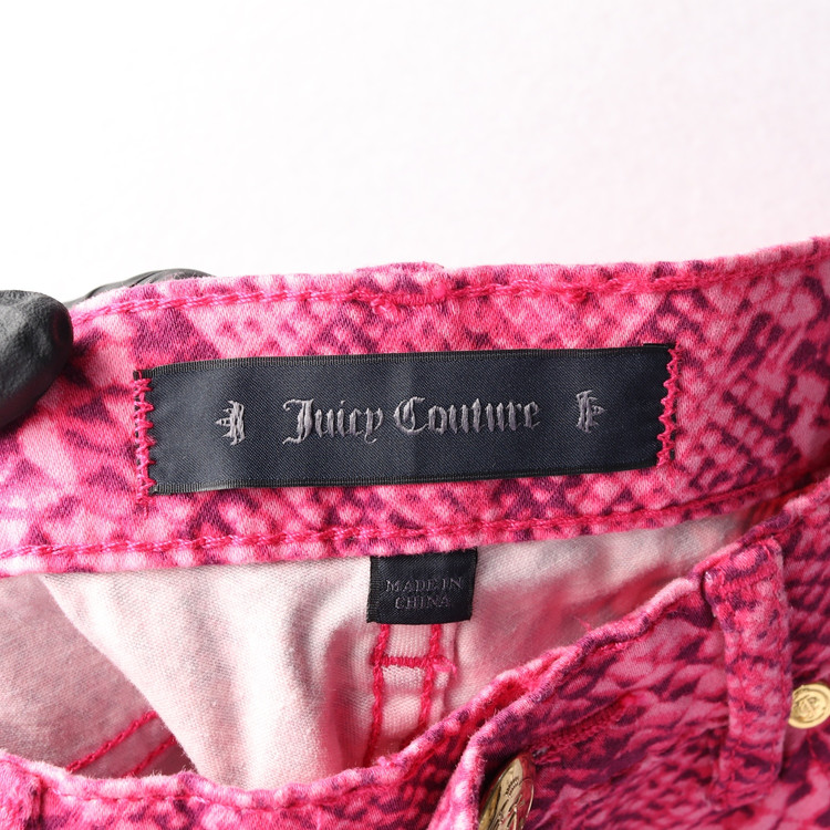 쥬시꾸뛰르 W25 핫핑크 스네이크 패턴 뱀피 스키니진 팬츠 바지--5