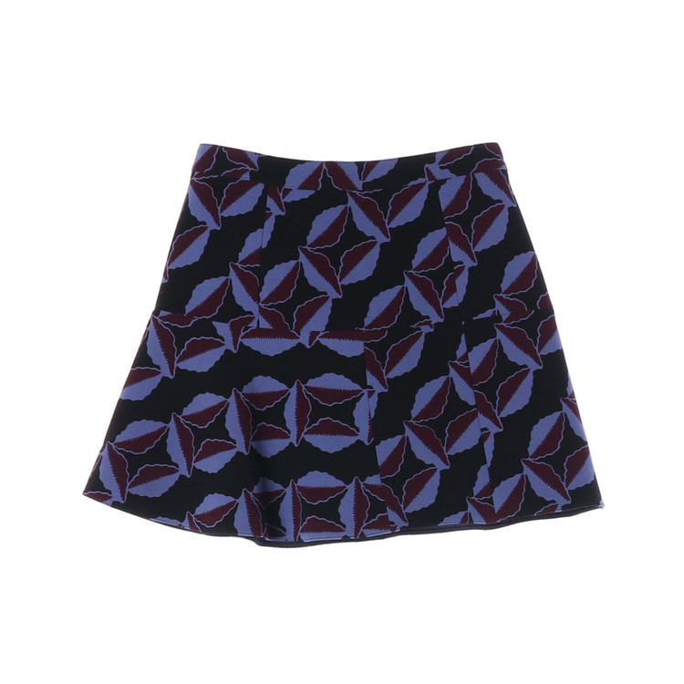 MARNI 마르니 울100% 네이비 패턴 미니 플레어스커트 치마 38--0