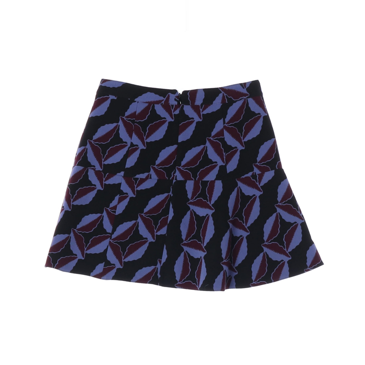 MARNI 마르니 울100% 네이비 패턴 미니 플레어스커트 치마 38--1