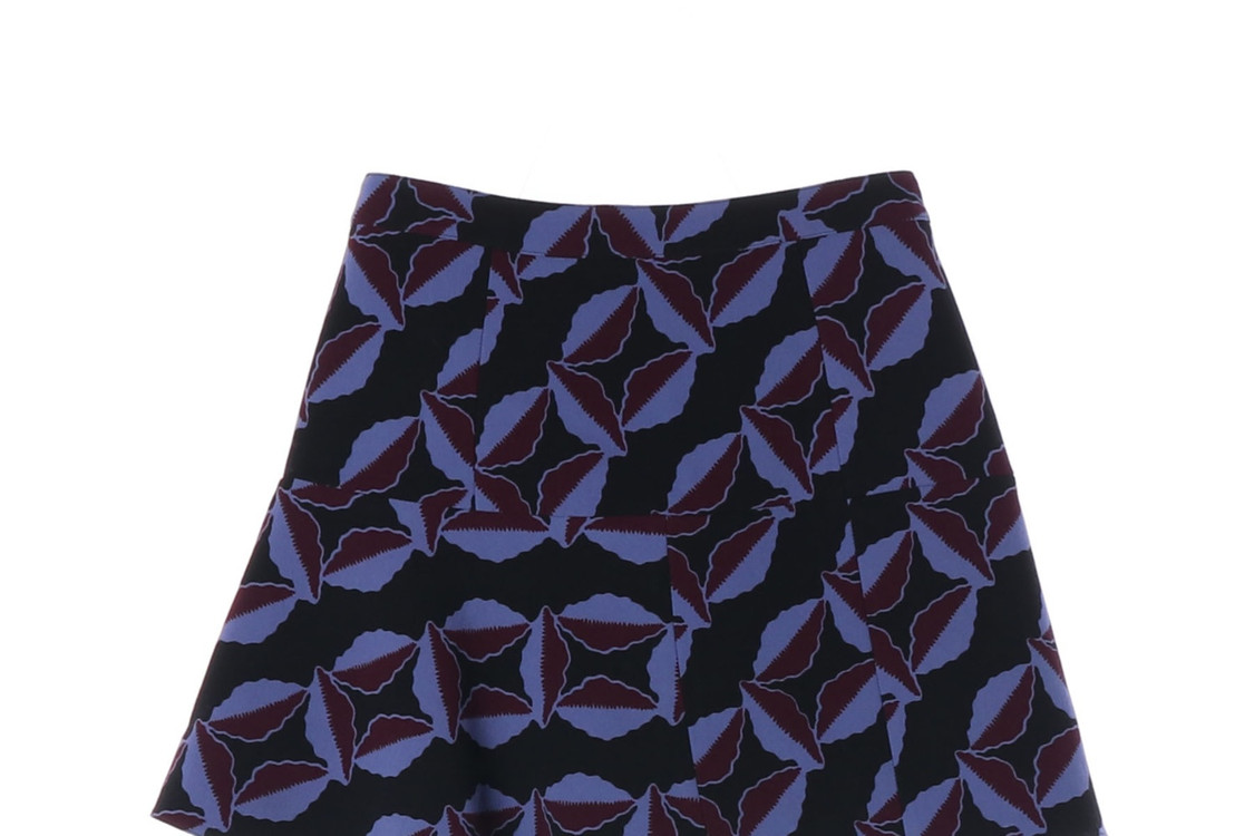 MARNI 마르니 울100% 네이비 패턴 미니 플레어스커트 치마 38--2