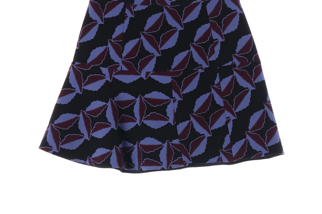 MARNI 마르니 울100% 네이비 패턴 미니 플레어스커트 치마 38--3