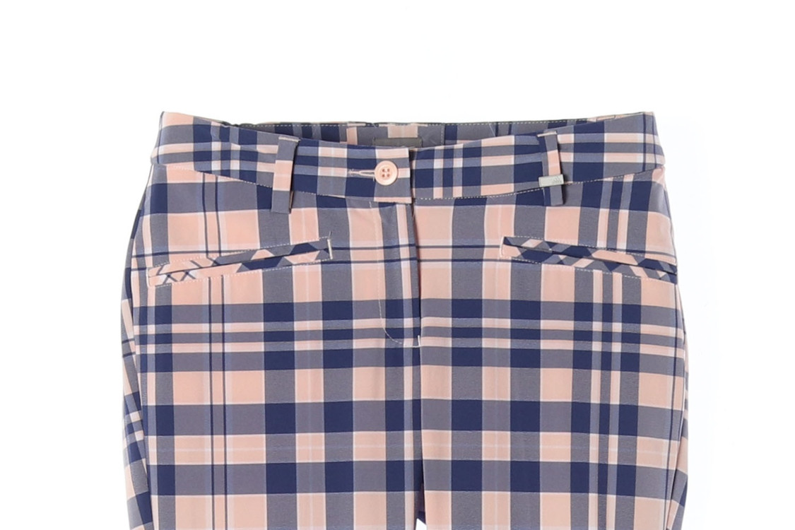 아디다스 골프 핑크 퍼플 체크 아디퓨어 슬랙스 팬츠 S--2