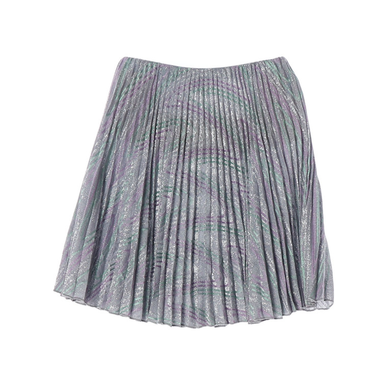 미쏘니 메탈릭 실버 미니 플리츠스커트 치마 M--1