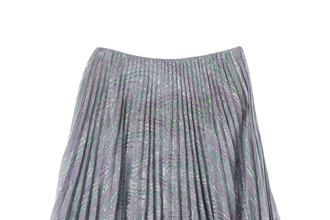 미쏘니 메탈릭 실버 미니 플리츠스커트 치마 M--2