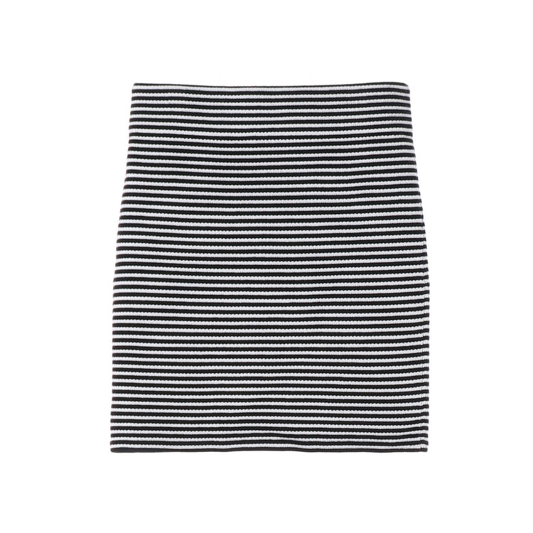 띠어리 블랙 화이트 스트라이프 미니 스커트 치마 S--1