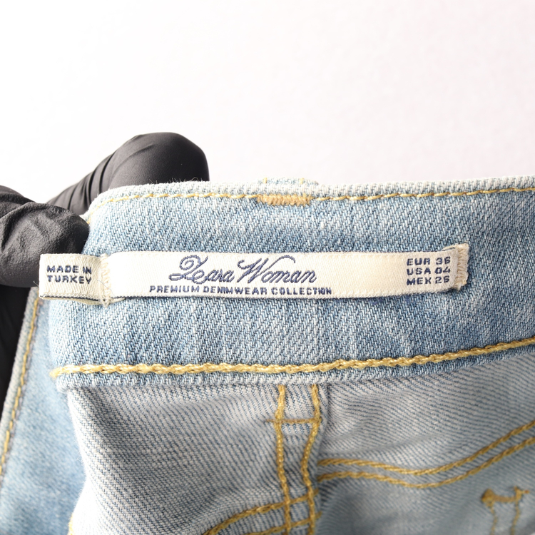 ZARA W26 그린 워싱 로우라이즈 스키니 데님 청바지--5