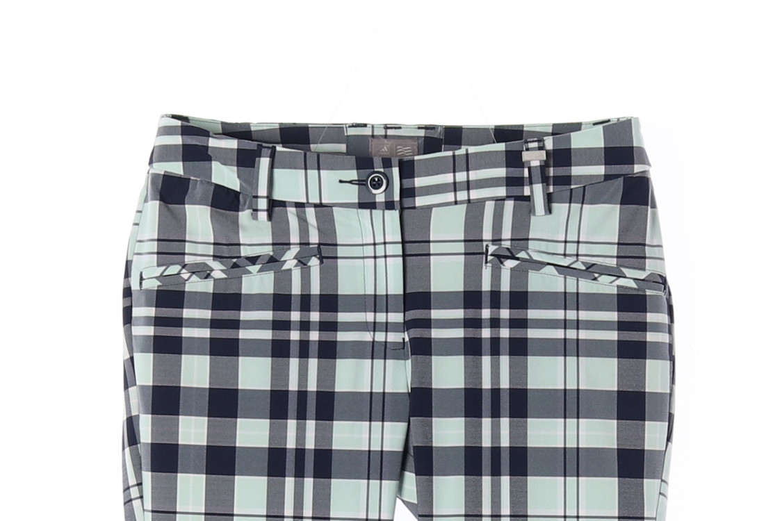 아디다스 골프 네이비 민트 체크 팬츠 슬랙스 S--2