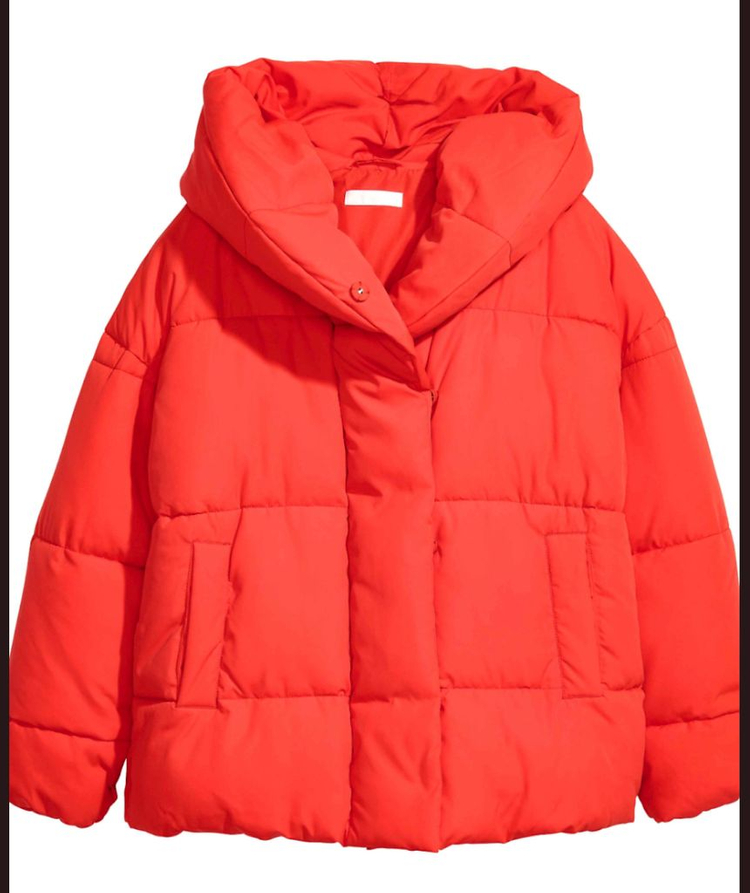 (H&M 에이치앤엠)여성 퀄티드 후드 패딩 점퍼--1