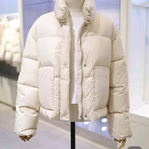 지컷 구스 숏패딩 드로스트링 헴 다운 자켓 S 이미지