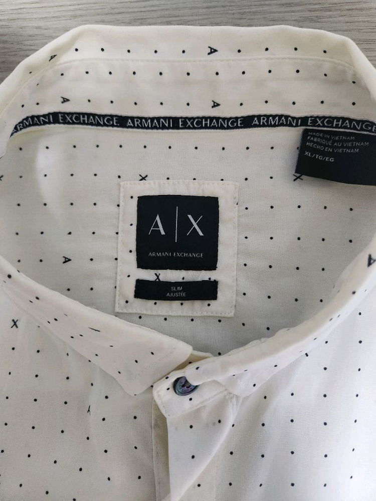 (2XL)아르마니 익스체인지 로고 패턴 남성 셔츠--2