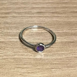 자수정 원석 은반지 이미지