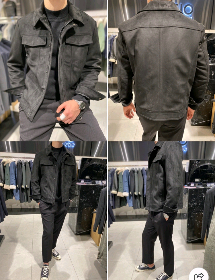 지오송지오 블랙 스웨이드 페이크 트러커 자켓(100)--7