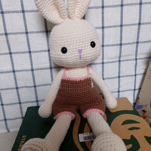 코바늘 손뜨개 롱다리토끼인형