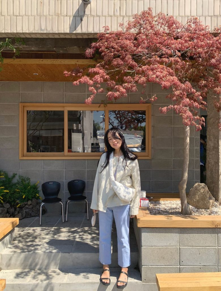 젬마월드 린넨 블루종 1회착용--1