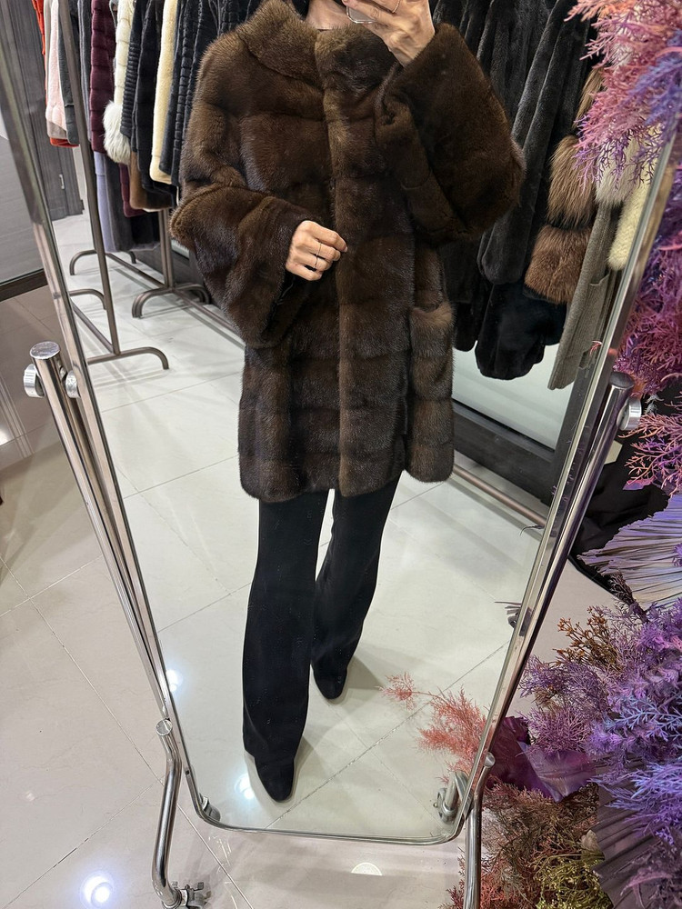 [태림모피] 마리엘렌 made in italy 그레이브라운 밍크코트--2