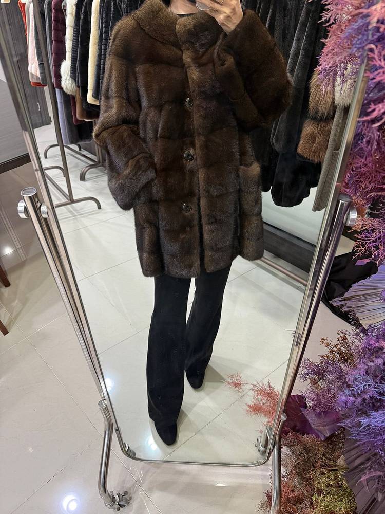 [태림모피] 마리엘렌 made in italy 그레이브라운 밍크코트--3