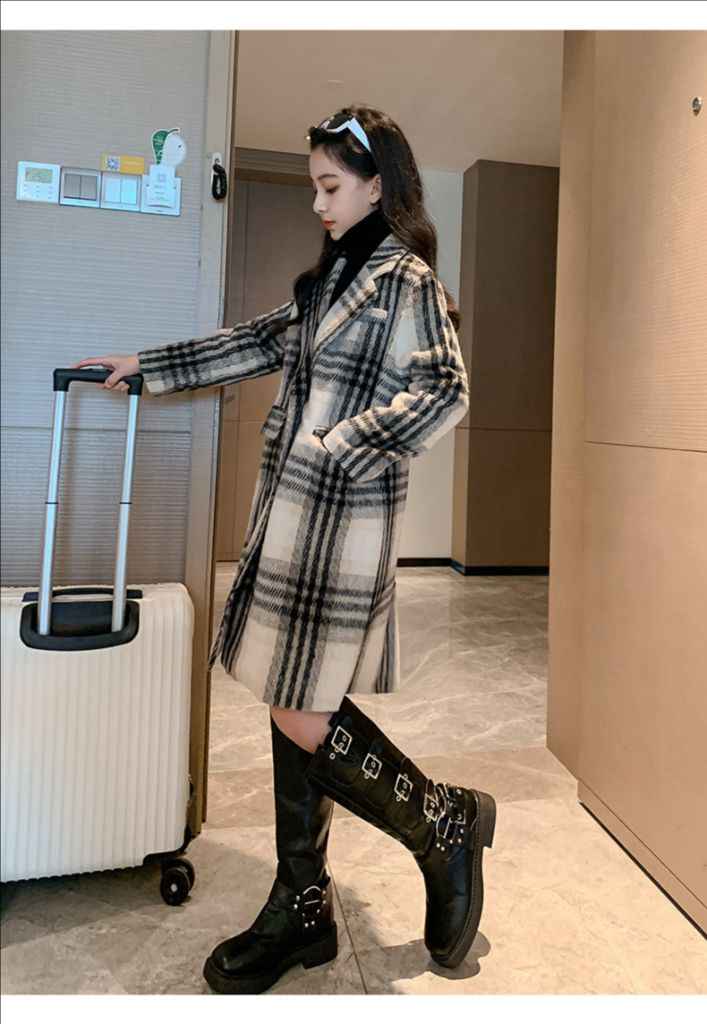 키작녀 체크 코트--2