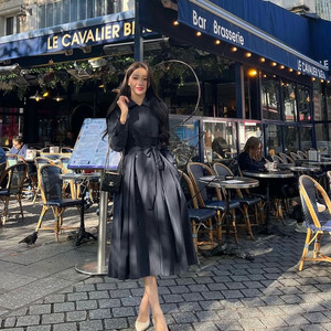 마리마켓 로랑트렌치원피스 롱마리 블랙 이미지